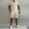 Herren Poloshirt mit Reißverschlusskragen und Shorts im Set