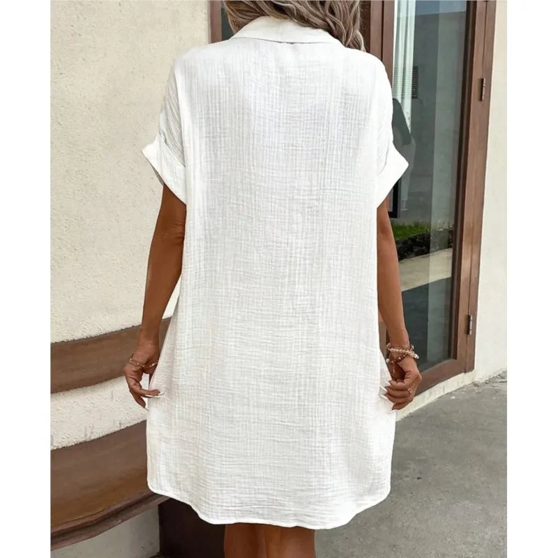 Women's Button Front Shirt Dress - Casual Summer Comfort