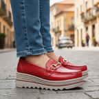 Dames loafers med plateau og hestebidspynt