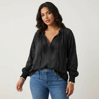 Women's Bohemian Lace Long Sleeve Blouse with Tie Neck