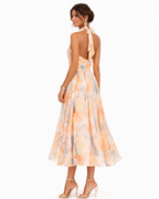 Women's Watercolour Halterneck Maxi Dress for Elegant Summer Occasions