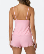 Women's Lace Trim Cami and Shorts Sleepwear Set