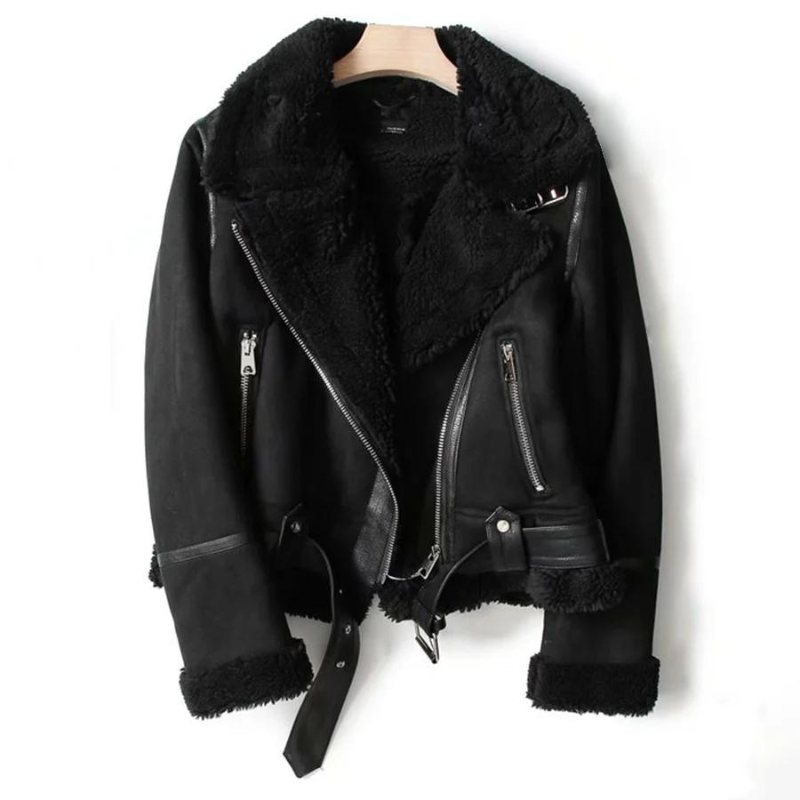 Women’s Faux Shearling Biker Jacket