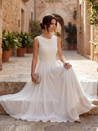 Ärmelloses Chiffon-Midikleid für Damen mit drapiertem Ausschnitt und geraffter Taille
