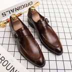 Dressloafers för herr med spänne och rem