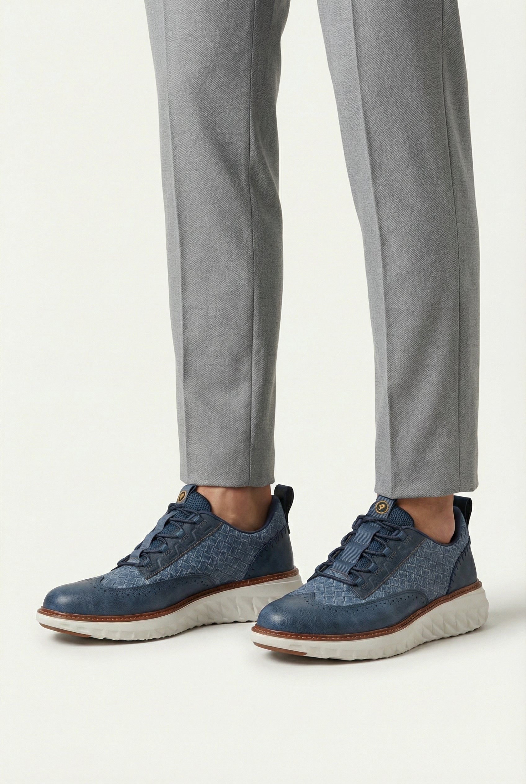 Afslappede sneakers i læder til mænd med snørebånd