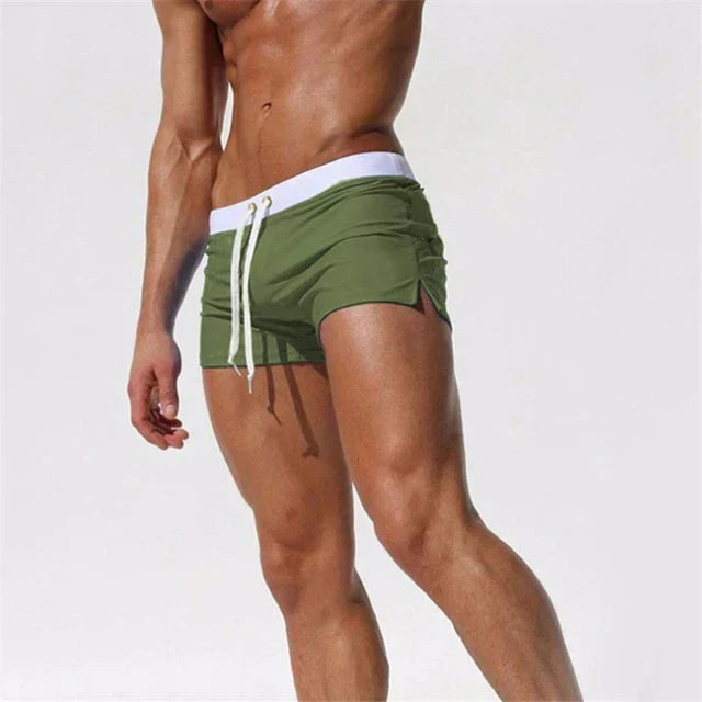 Men's Quick-Dry Swim Shorts with Stretch Fit and Drawstring Waist