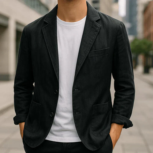 Herren leichter Leinenblazer mit taillierter Passform für smarten Casual-Look