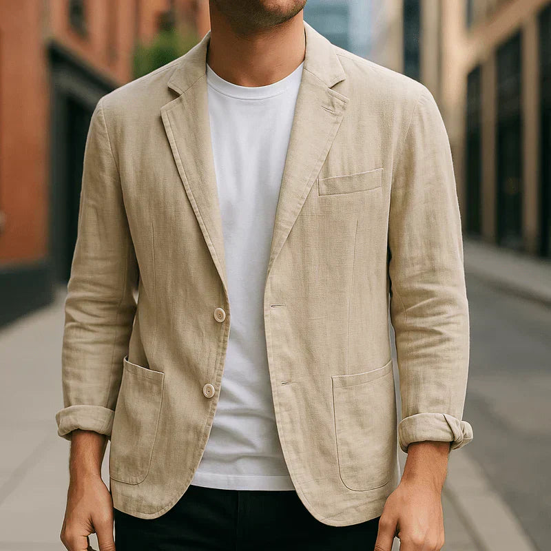 Men's Lightweight Linen Blazer with Tailored Fit for Smart Casual Wear