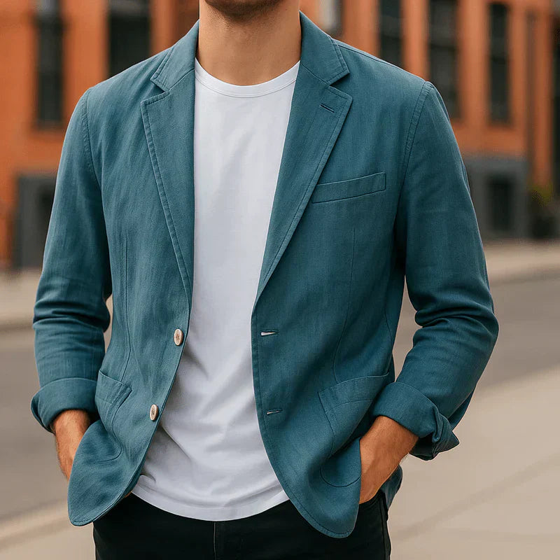 Men's Lightweight Linen Blazer with Tailored Fit for Smart Casual Wear