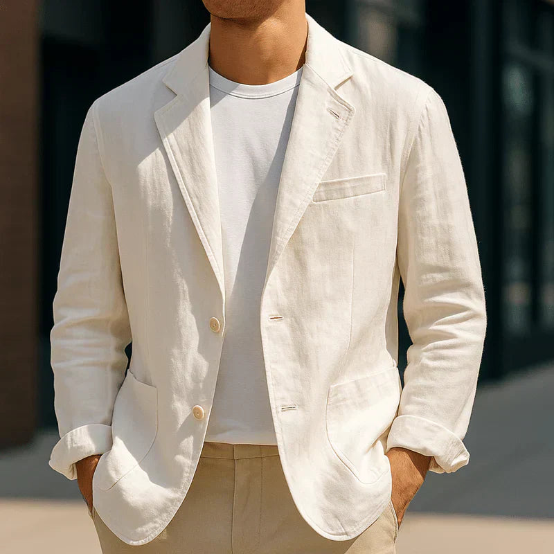 Men's Lightweight Linen Blazer with Tailored Fit for Smart Casual Wear