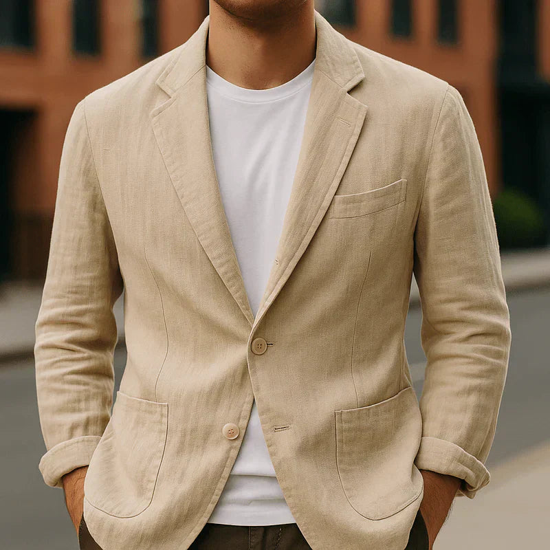 Men's Lightweight Linen Blazer with Tailored Fit for Smart Casual Wear