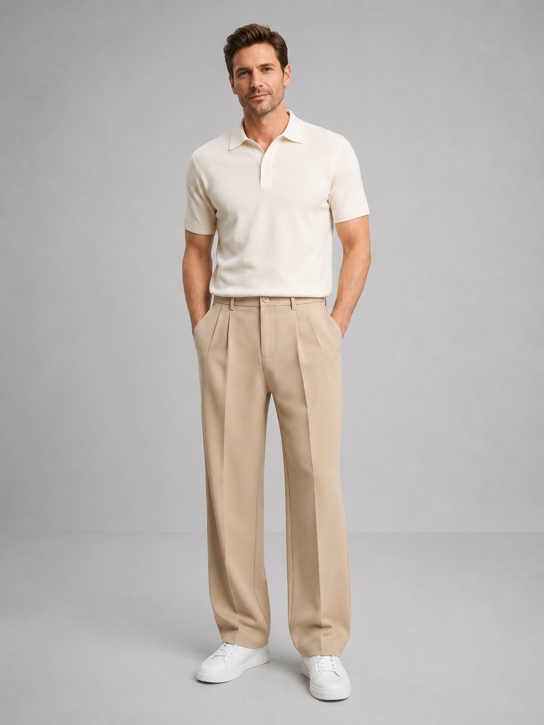 Men’s Pleated Straight-Leg Trousers