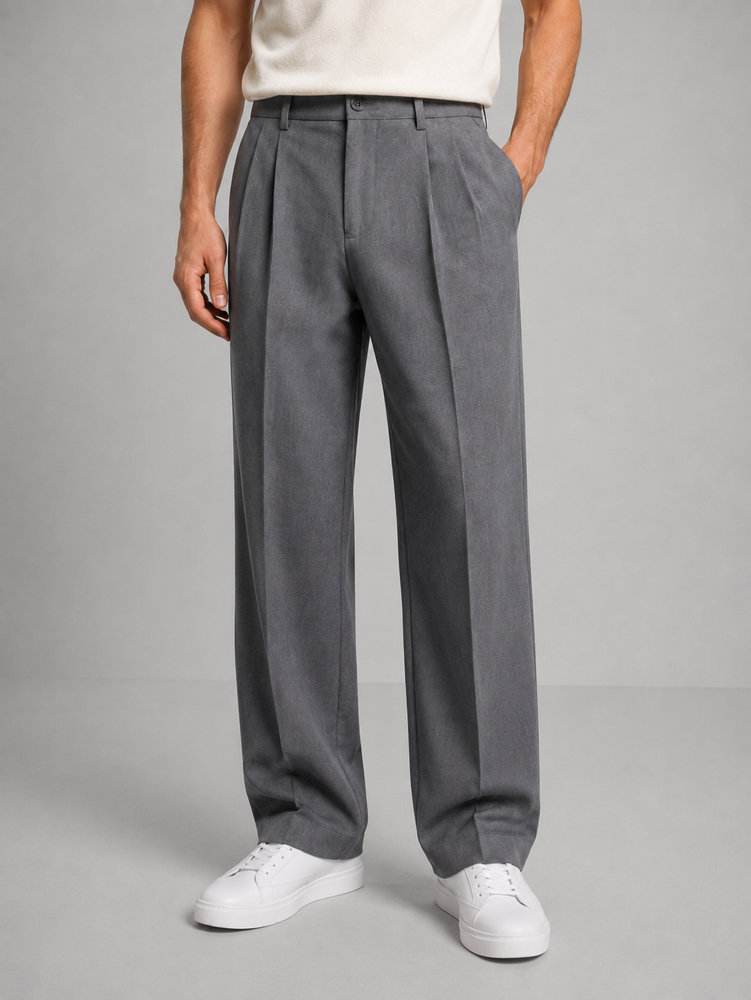 Pantalon droit plissé pour homme