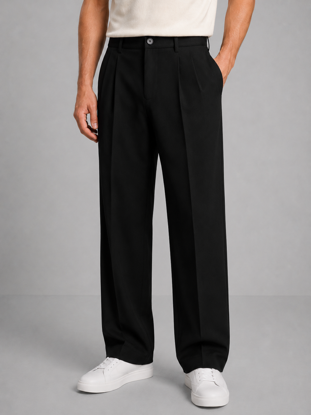 Pantalon droit plissé pour homme