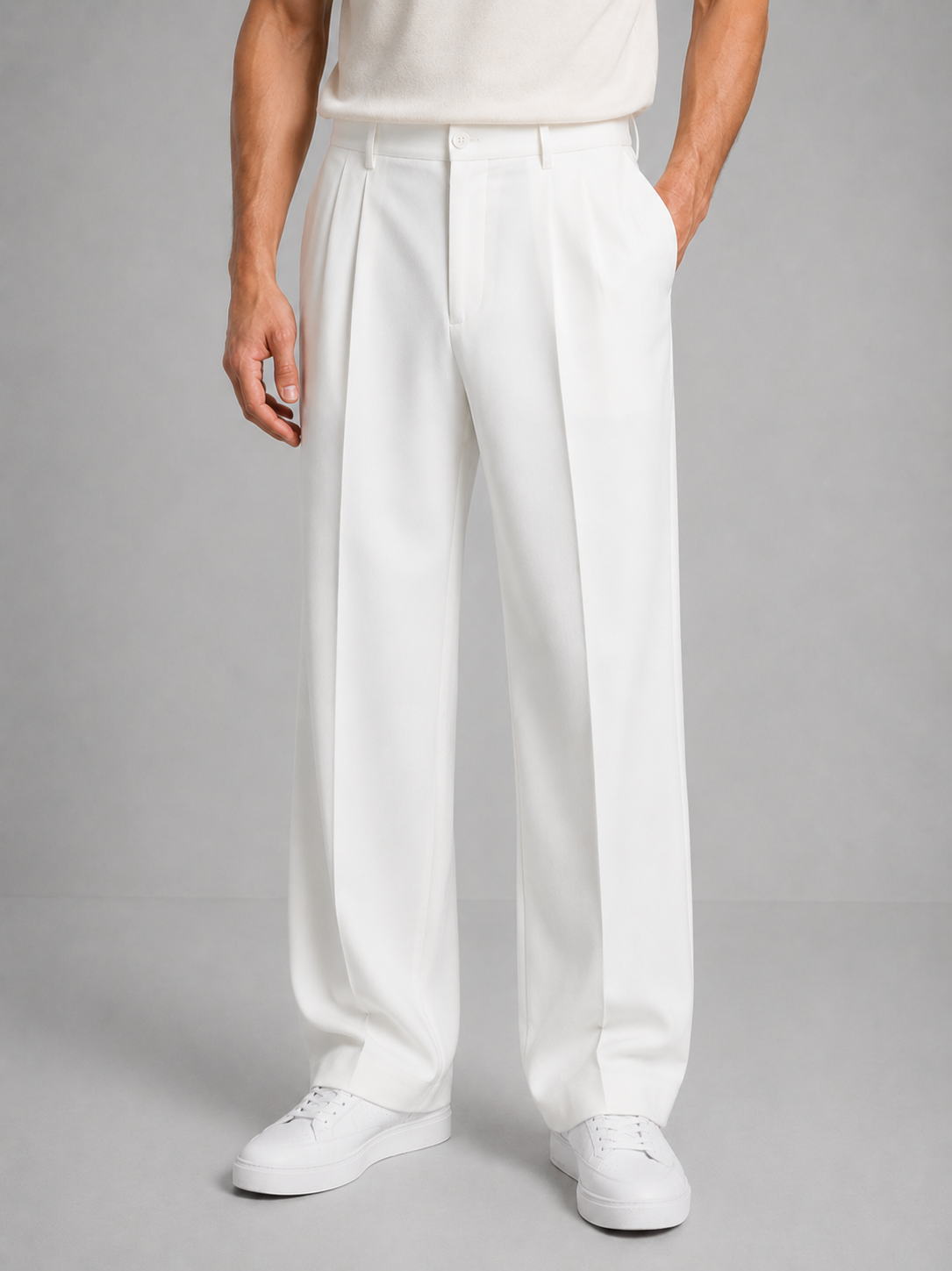 Pantalon droit plissé pour homme