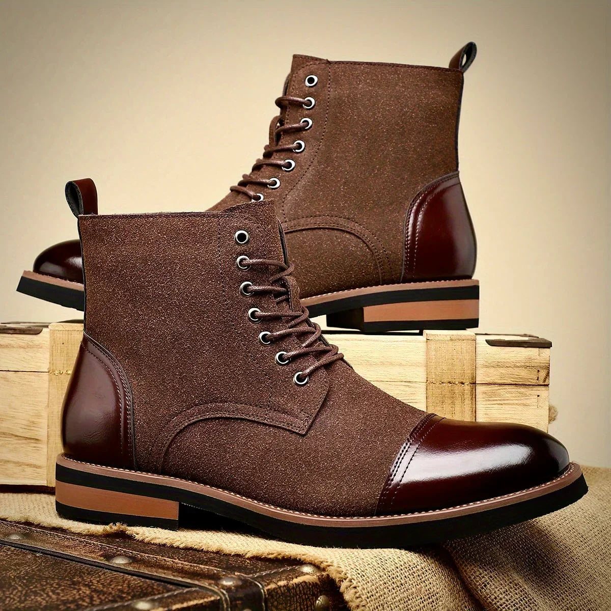Men’s Cap-Toe Lace-Up Ankle Boots
