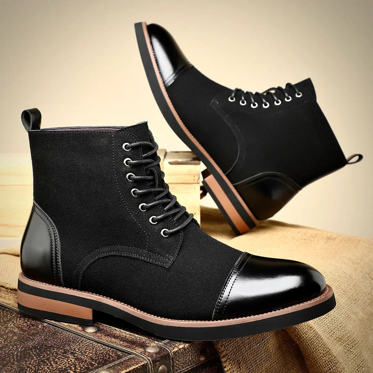 Men’s Cap-Toe Lace-Up Ankle Boots