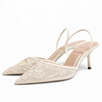 Women’s Embroidered Mesh Slingback Heels