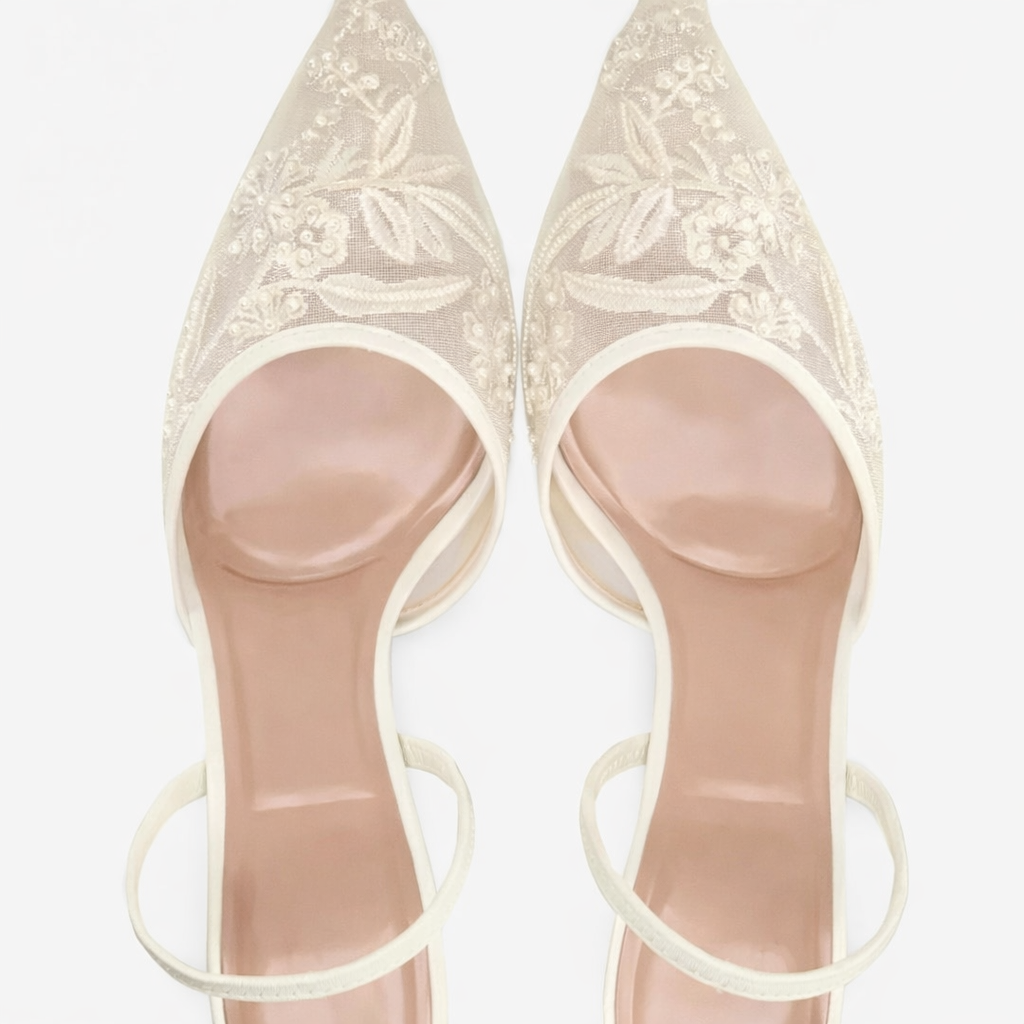 Women’s Embroidered Mesh Slingback Heels