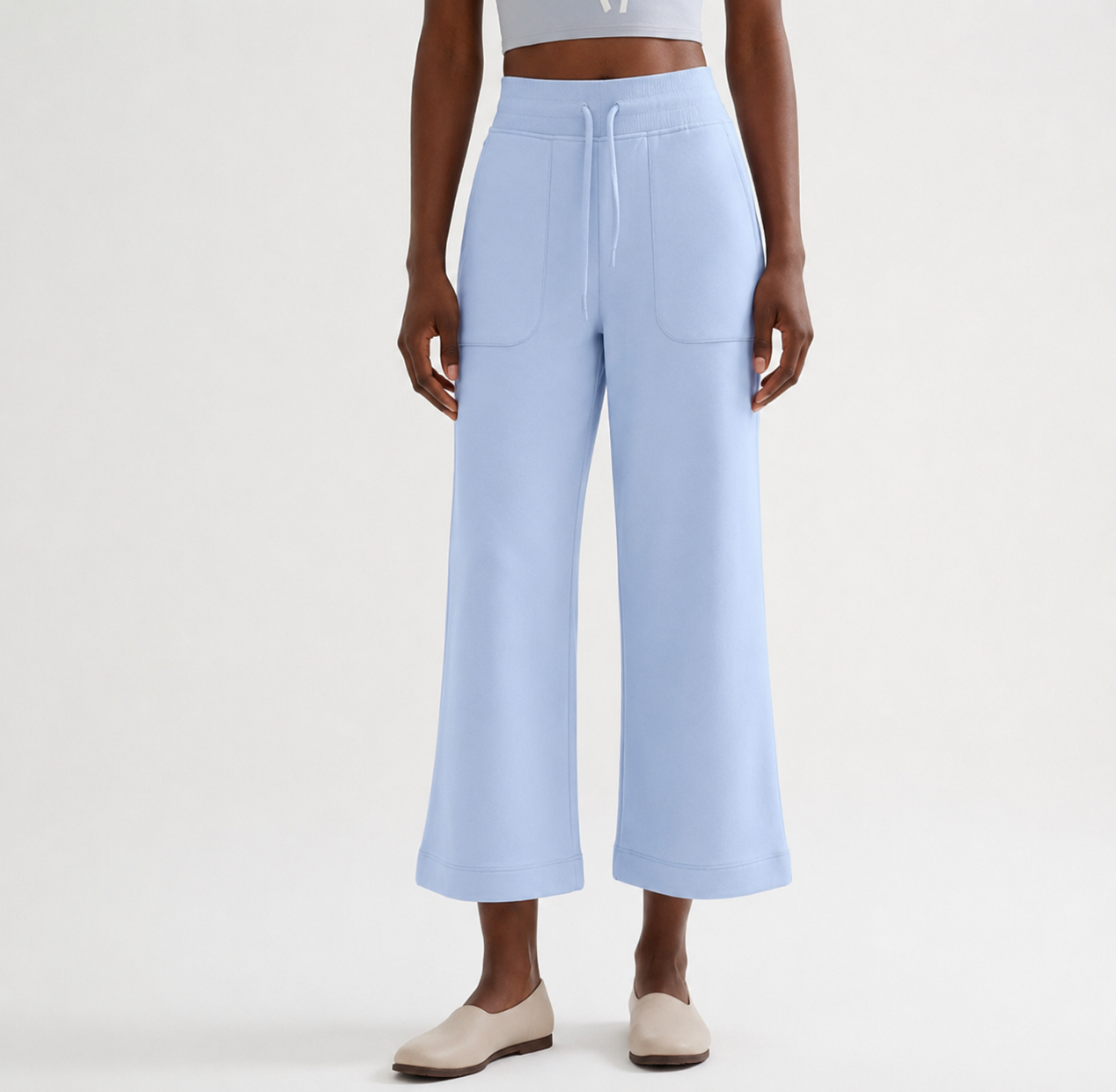 Damen-Hosen mit weitem Bein aus Leinenmischung und Kordelzugbund für den Alltag