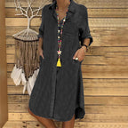 Women's Denim-Look Shirt Dress with Relaxed Fit