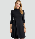 Vestido midi de mujer con panel plisado