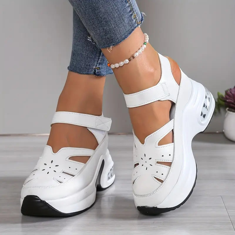 Damen Plateau-Sandalen zum Gehen mit verstellbarem Riemen