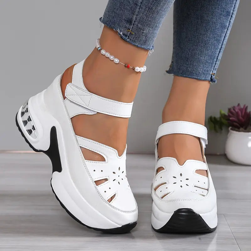 Damen Plateau-Sandalen zum Gehen mit verstellbarem Riemen