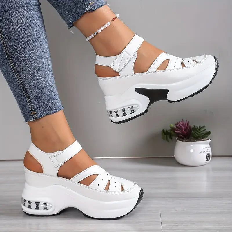 Damen Plateau-Sandalen zum Gehen mit verstellbarem Riemen