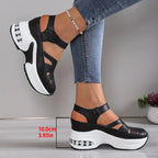 Damen Plateau-Sandalen zum Gehen mit verstellbarem Riemen