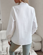 Women's Ruffle Trim Textured Blouse