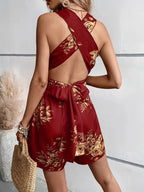 Women's Floral Halter Neck Romper for Stylish Summer Outfits