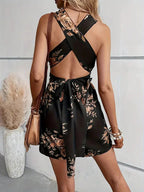 Women's Floral Halter Neck Romper for Stylish Summer Outfits