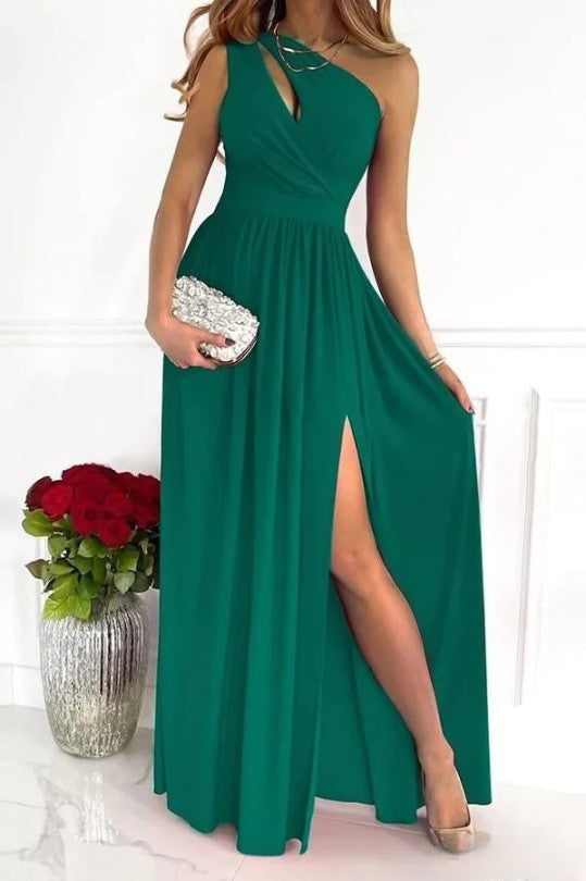 Maxikleid für Damen mit einem Schulterriemen und hohem Schlitz für elegante Anlässe