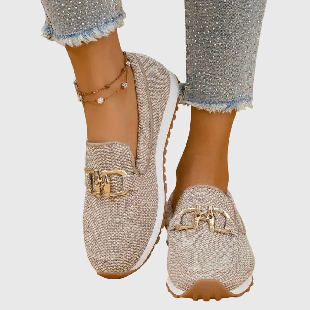 Women's Slip-On Loafers with Metal Chain Detail
