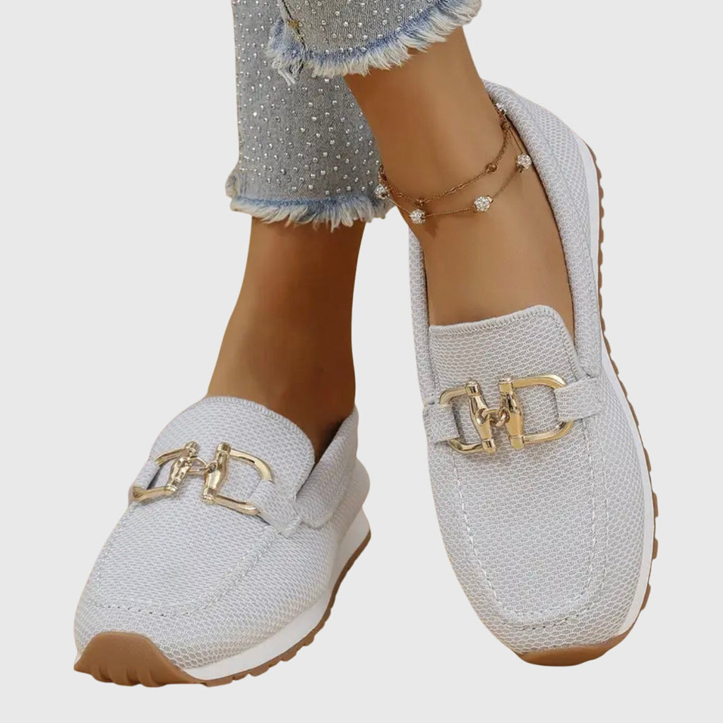 Women's Slip-On Loafers with Metal Chain Detail