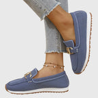 Women's Slip-On Loafers with Metal Chain Detail