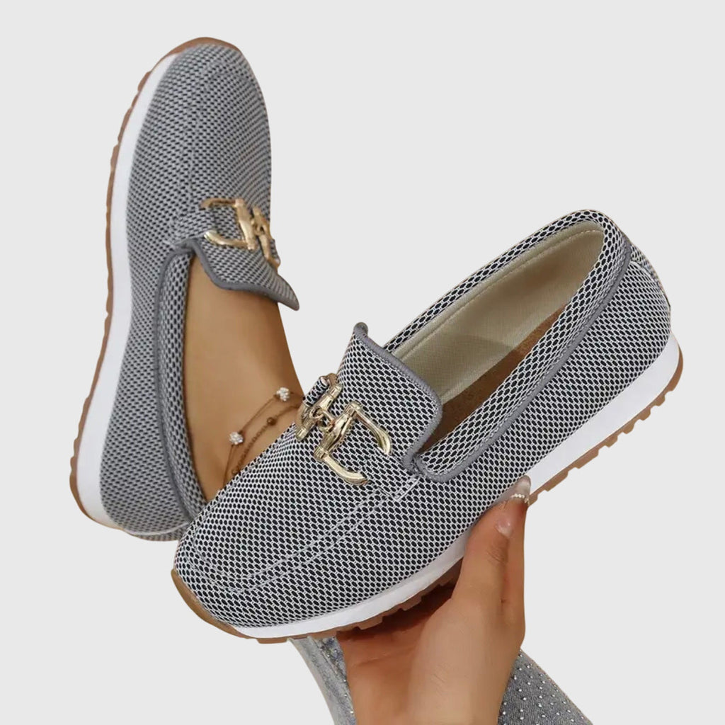 Women's Slip-On Loafers with Metal Chain Detail