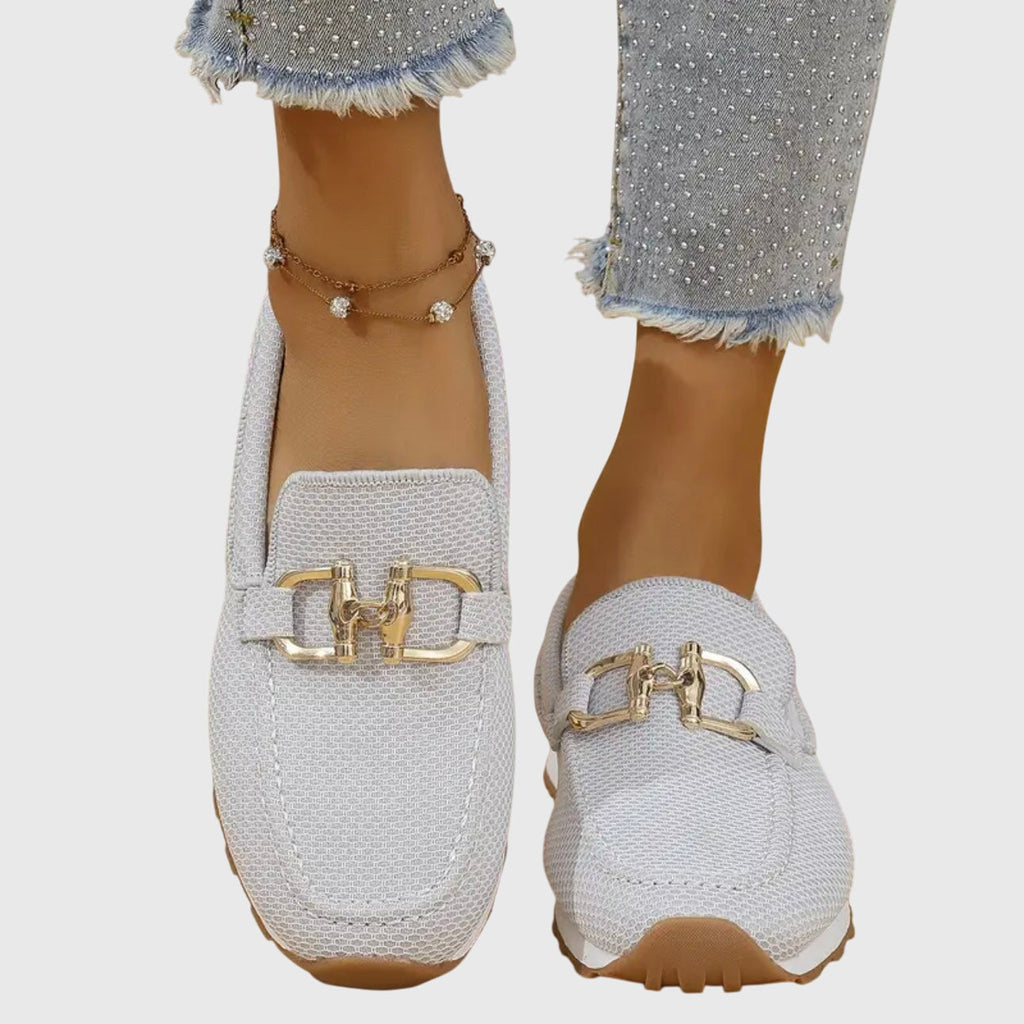 Women's Slip-On Loafers with Metal Chain Detail