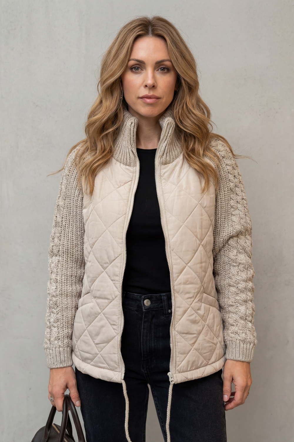 Women’s Quilted Knit Sleeve Jacket
