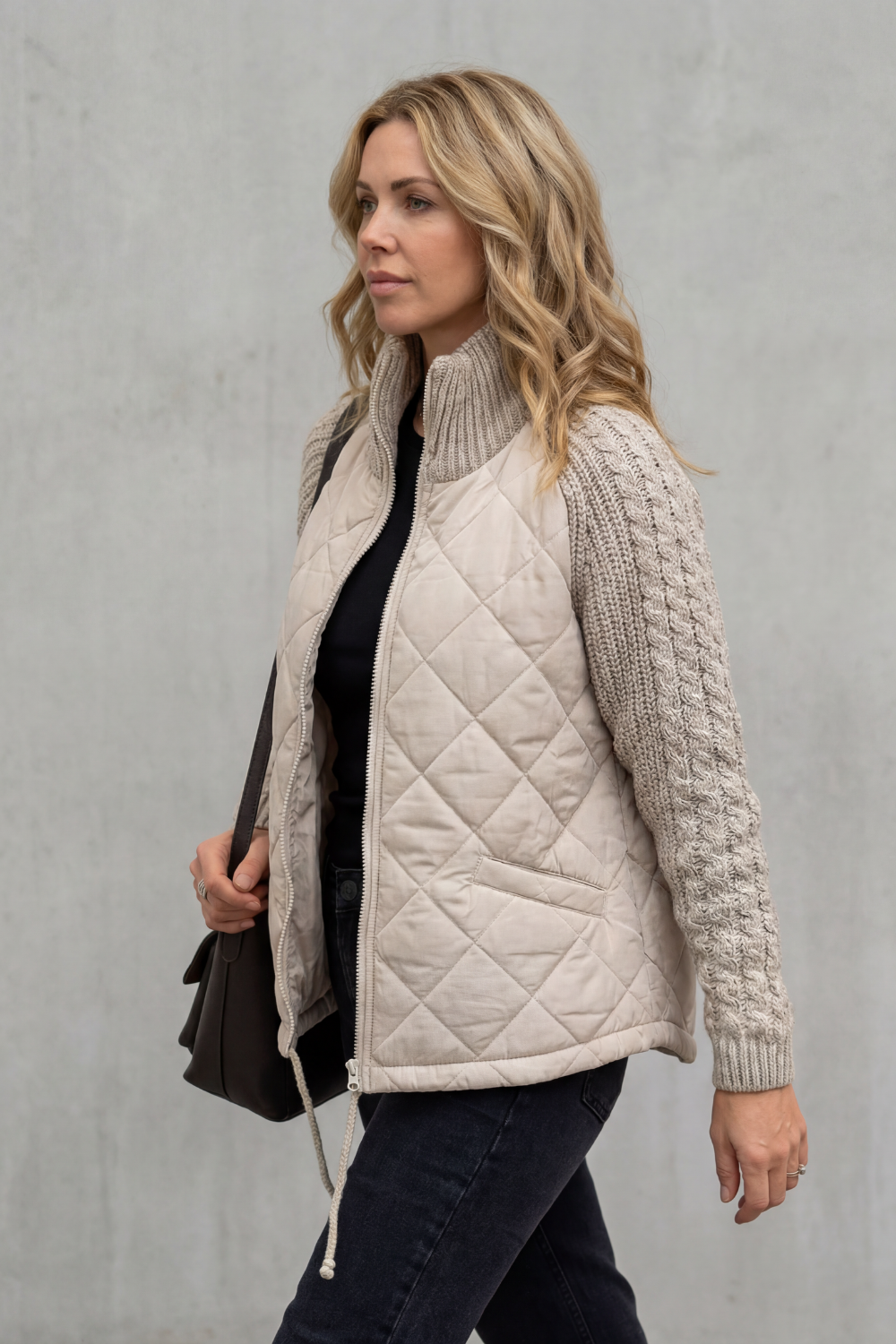 Women’s Quilted Knit Sleeve Jacket