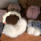 Winter-Ohrenschützer aus Kunstfell mit gestricktem Stirnband