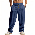 Men's Relaxed Linen Trousers with Drawstring Waist for Casual Summer Wear