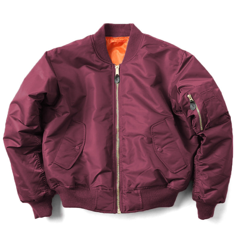 Men's Bomber Jacket with Quilted Lining and Zip Pockets
