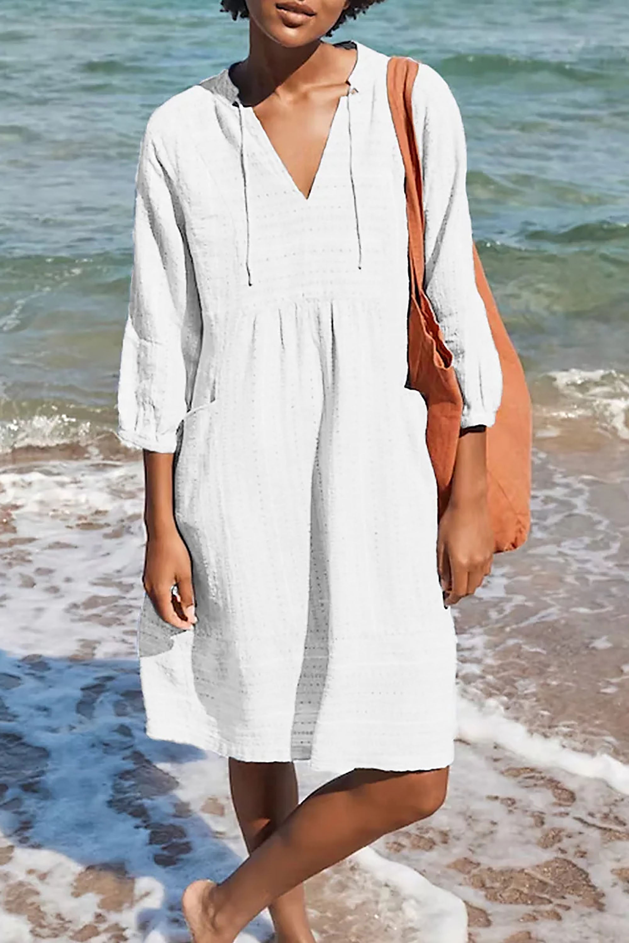 Women's Relaxed V-Neck Beach Dress