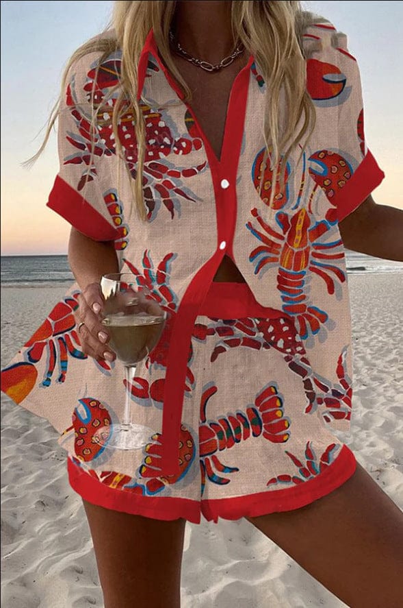Ensemble chemise d’été imprimée et short pour femme