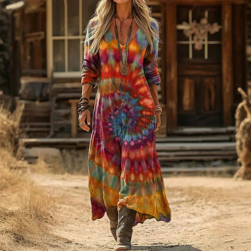 Robe longue bohème vintage pour femme