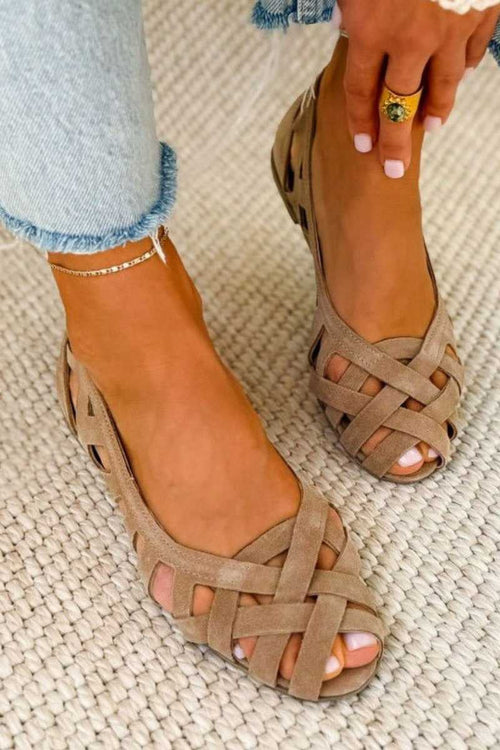 Ballerine intrecciate da donna con taglio, punta aperta, design traspirante e suola imbottita per il comfort