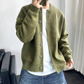 Herren Minimalistischer Rundhals Strick-Cardigan mit Knöpfen